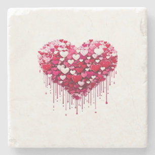 Dessous-de-verre En Pierre Conceptions de cœur de la Saint-Valentin Peinture