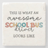 Dessous-de-verre En Pierre Conducteur de bus scolaire Appréciation Drôle cade (Devant)