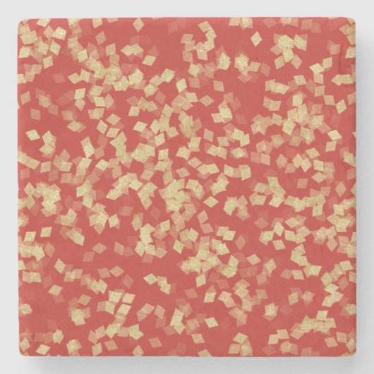 Dessous-de-verre En Pierre Confetti rouge or brillant (Devant)