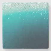 Dessous-de-verre En Pierre Confetti turquoise en argent (Devant)