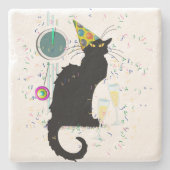 Dessous-de-verre En Pierre Conversation Noir Nouvel An (Devant)