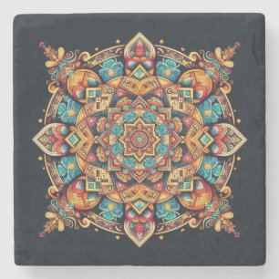 Dessous-de-verre En Pierre Cool et coloré Mandala Motif
