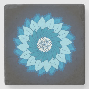 Dessous-de-verre En Pierre Cool et coloré Mandala Motif Flames bleues