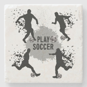Dessous-de-verre En Pierre Cool Jouer des silhouettes de football