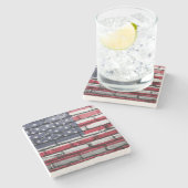 Dessous-de-verre En Pierre Cool USA Drapeau design (Côté)