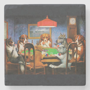Dessous-de-verre En Pierre Coolidge Classique Vintage Jeu de Poker Chien Art