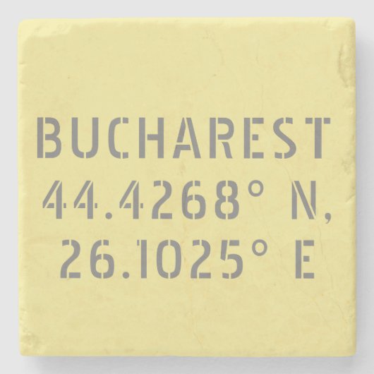 Dessous-de-verre En Pierre Coordonnées de Bucarest (Devant)