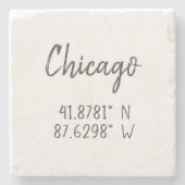 Dessous-de-verre En Pierre Coordonnées GPS de Chicago Latitude de longitude  (Devant)