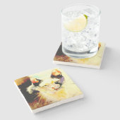 Dessous-de-verre En Pierre Copie de chat "de tache de Sun" (Côté)