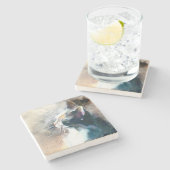 Dessous-de-verre En Pierre Copie de chat "faisant face à Sun" (Côté)