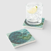 Dessous-de-verre En Pierre Coque spirale Turquoise (Côté)