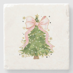Dessous-de-verre En Pierre Coquette Bow Christmas Tree Vacances Fille tenue W