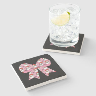 Dessous-de-verre En Pierre Coquette Noël Nœud Rose Père Noël Vintage Rétro 