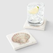 Dessous-de-verre En Pierre Coquillage rose et crème (Côté)