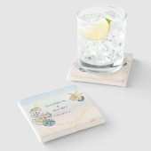 Dessous-de-verre En Pierre Coquillages Rustiques Océan Mer Eté Plage Mariage (Côté)