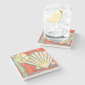 Dessous-de-verre En Pierre Coquillages Rustiques Orange (Côté)