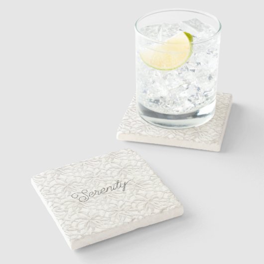 Dessous-de-verre En Pierre Corail blanc de sérénité (Côté)