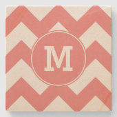 Dessous-de-verre En Pierre Corail clair monogramme Zigzag Motif (Devant)