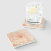 Dessous-de-verre En Pierre Coral Chrysanthemum (Côté)