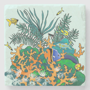 Dessous-de-verre En Pierre Coral Reef Tropical Poisson Salt Aquarium