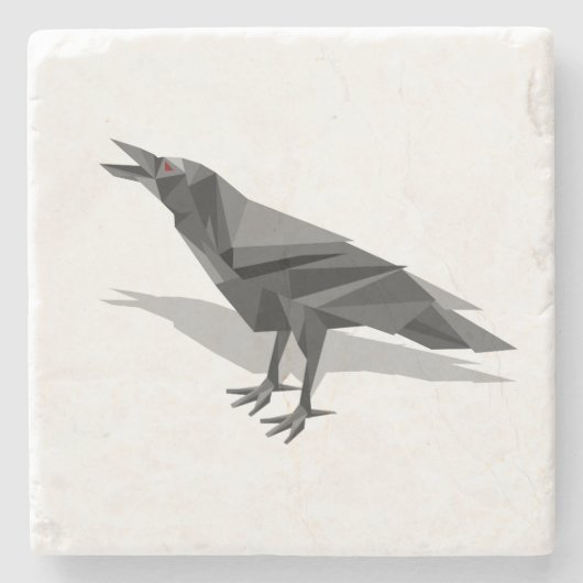 Dessous-de-verre En Pierre Corbeau Géométrique Cubiste Gris Triangles (Devant)