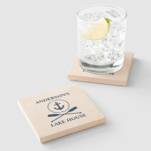 Dessous-de-verre En Pierre Corde d'Ancres nautiques Oars Lake House Sandstone