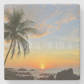 Dessous-de-verre En Pierre Costa Rica Sunset Beach Pura Vida (Devant)