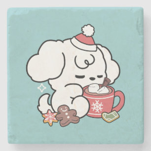 Dessous-de-verre En Pierre Cosy Puppy Dreams - Chocolat chaud et Noël