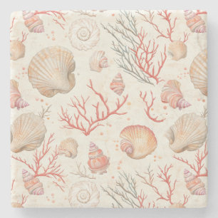 Dessous-de-verre En Pierre Côtière rustique - Coquillages, Starfish, Reef (16