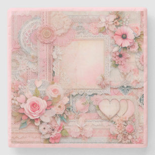 Dessous-de-verre En Pierre Cottage Core Style Floral & Dessous de verre en pi