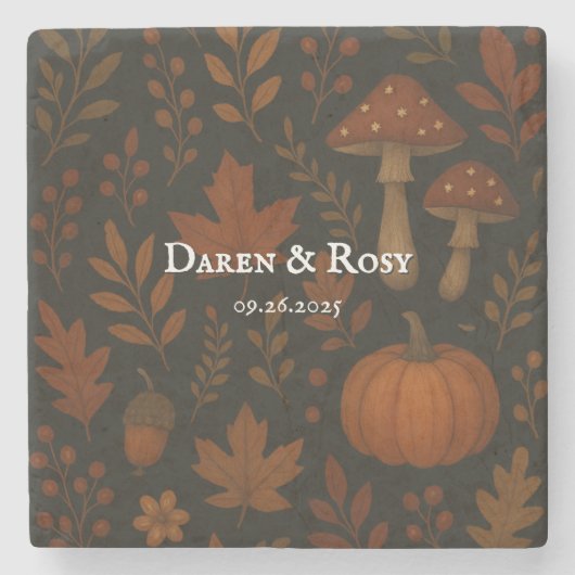 Dessous-de-verre En Pierre Cottagecore foncé Rustique Mariage de ferme (Devant)