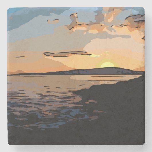 DESSOUS-DE-VERRE EN PIERRE COUCHER DE SOLEIL ACADIA (Devant)