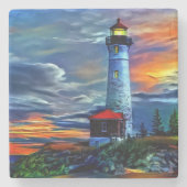 Dessous-de-verre En Pierre Coucher de soleil du phare (Devant)