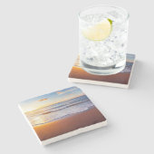 Dessous-de-verre En Pierre Coucher de soleil et plage (Côté)