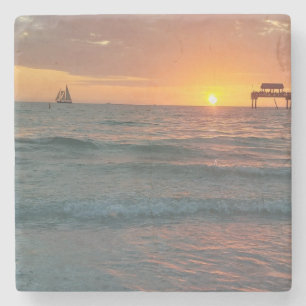 Dessous-de-verre En Pierre Coucher de soleil sur Clearwater Beach Magnet