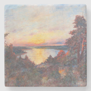 Dessous-de-verre En Pierre Coucher de soleil sur la côte (par Kimon Loghi)