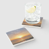 DESSOUS-DE-VERRE EN PIERRE COUCHER DE SOLEIL SUR LA MER (Côté)