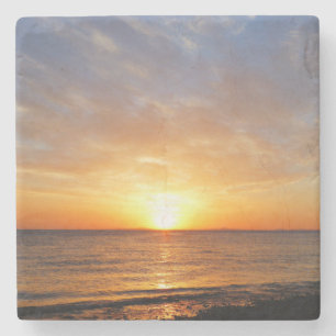 DESSOUS-DE-VERRE EN PIERRE COUCHER DE SOLEIL SUR LA MER