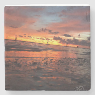 Dessous-de-verre En Pierre Coucher de soleil sur la plage