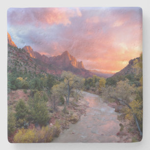 Dessous-de-verre En Pierre Coucher de soleil sur le gardien