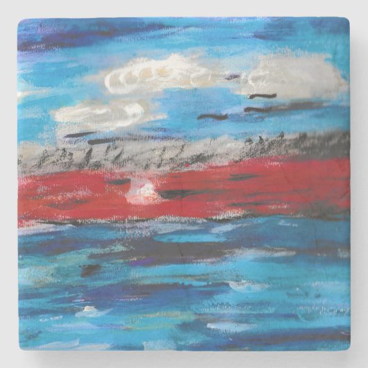 Dessous-de-verre En Pierre Coucher du soleil (Devant)