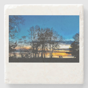 Dessous-de-verre En Pierre Coucher du soleil, automne, lac Monona