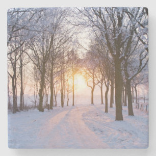 Dessous-de-verre En Pierre Coucher du soleil d'hiver