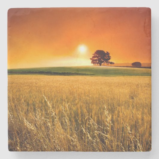 Dessous-de-verre En Pierre Coucher du soleil rouge sang (Devant)