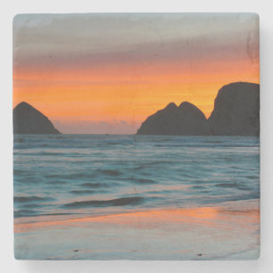 Dessous-de-verre En Pierre coucher du soleil, Sea Stands, Oceanside, Oregon, 