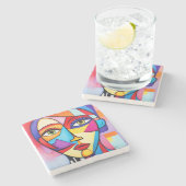 Dessous-de-verre En Pierre Couleur Abstrait (Côté)