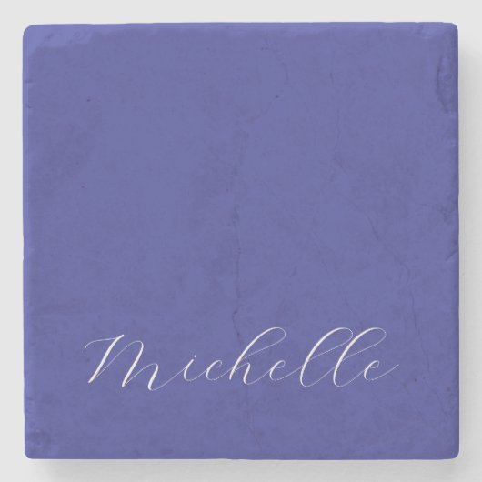 Dessous-de-verre En Pierre Couleur bleu profond calligraphie moderne simple d (Devant)