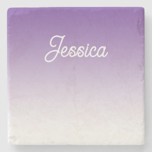 Dessous-de-verre En Pierre Couleur ombrée violette (modifiable) et votre text
