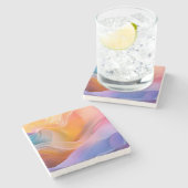 Dessous-de-verre En Pierre Couleurs Abstraites (Côté)