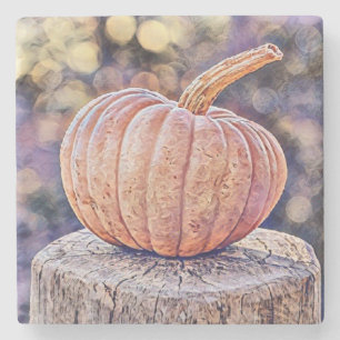 Dessous-de-verre En Pierre Couleurs de chute vintage automne citrouilles aqua